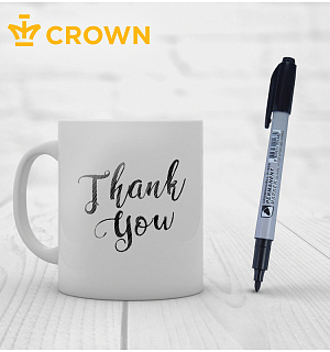 Маркер перманентный Crown "Multi Marker Slim" черный, пулевидный, 2мм