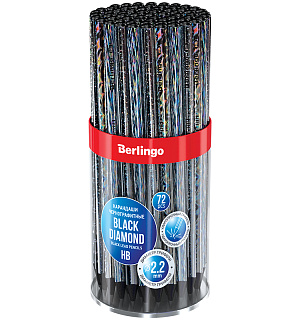 Карандаш ч/г Berlingo "Black Diamond", трехгранный, черное дерево, лазерная пленка, заточен., ассорти