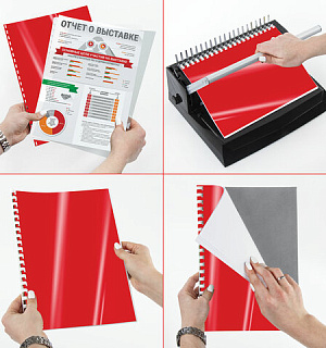 Обложки картонные для переплета, А4, КОМПЛЕКТ 100 шт., глянцевые, 250 г/м2, красные, BRAUBERG, 532163