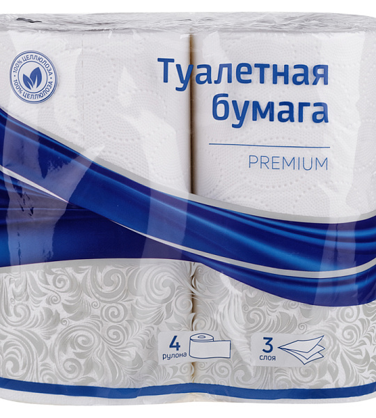 Бумага туалетная OfficeClean "Premium" 3-слойная, 4шт., тиснение, белая