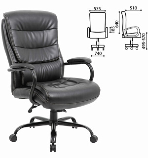 Кресло офисное BRABIX PREMIUM "Heavy Duty HD-004", НАГРУЗКА до 200 кг, экокожа, черное, 531942