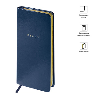 Еженедельник недатированный, карманный, 64л., кожзам, OfficeSpace "Windsor ", синий, зол. срез