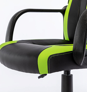 Кресло компьютерное BRABIX "Stripe GM-202", экокожа, черное/зеленое, 532511