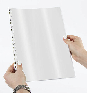 Обложки картонные для переплета, А4, КОМПЛЕКТ 100 шт., глянцевые, 250 г/м2, белые, BRAUBERG, 530840