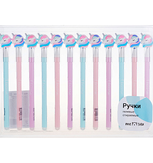 Ручка гелевая стираемая MESHU "Unicorn" синяя, 0,5мм, корпус ассорти