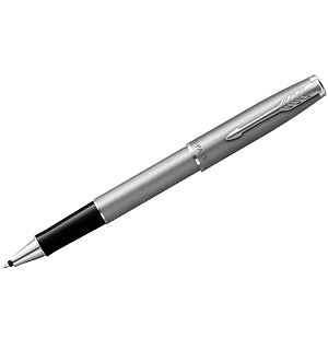Ручка-роллер Parker "Sonnet Sand Blasted Stainless Steel" черная, 0,8мм, подарочная упаковка