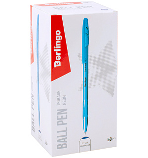 Ручка шариковая Berlingo "Tribase Neon" синяя, 0,7мм, корпус ассорти