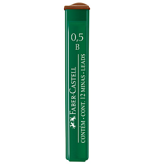 Грифели для механических карандашей Faber-Castell "Polymer", 12шт., 0,5мм, B