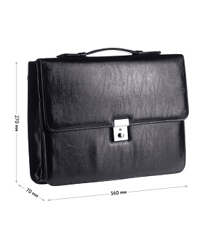 Портфель OfficeSpace "Uran", кожзам, черный, 2 отделения, метал. замок