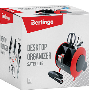 Настольный органайзер Berlingo "Satellite", 9 предметов, черно-красный