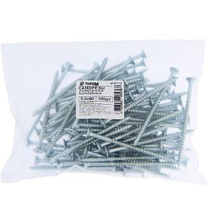 Саморезы универсальные ТУНДРА krep 5.0x80 мм, цинк, 100 шт.