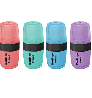 Точилка пластиковая с ластиком Berlingo "Instinct" 1 отверстие, контейнер, ассорти