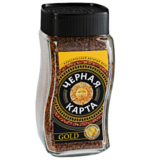 Кофе растворимый ЧЕРНАЯ КАРТА "Gold", сублимированный, 190 г, стеклянная банка
