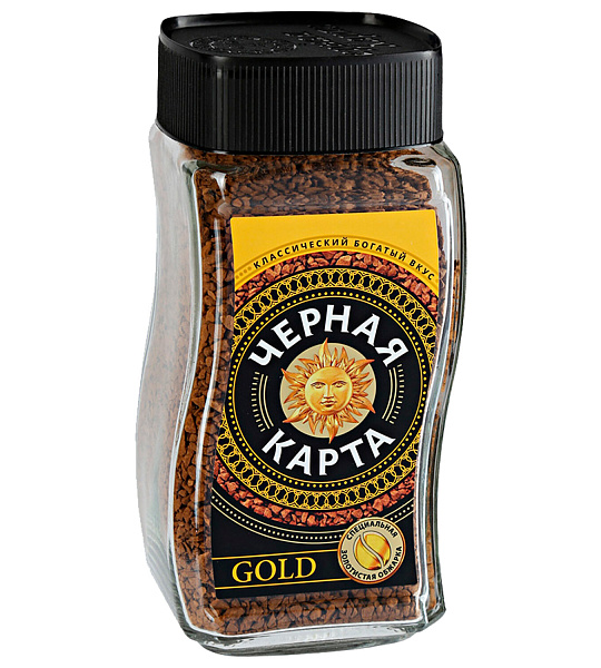 Кофе растворимый ЧЕРНАЯ КАРТА "Gold", сублимированный, 190 г, стеклянная банка