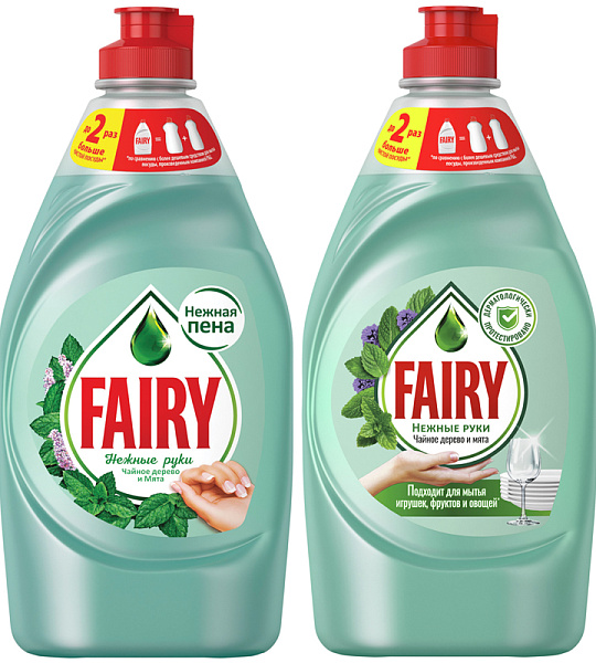Средство для мытья посуды Fairy "Нежные руки. Чайное дерево и мята", 450мл