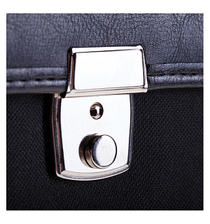 Портфель OfficeSpace "London", ткань, черный, 2 отделения, метал. замок, с ремнем