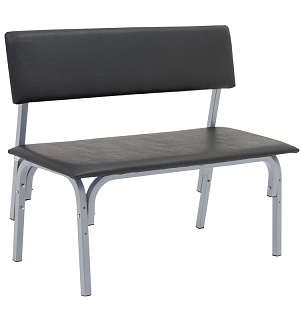 Банкетка со спинкой Астрид+ БМ 9, 1200*450*415 (800) каркас серый RAL9006М, кожзам черный К-01