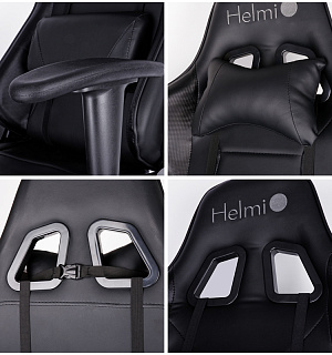 Кресло игровое Helmi HL-G09 "Control", экокожа черная, 2 подушки