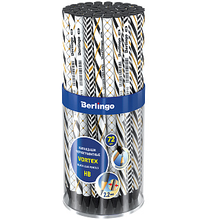 Карандаш ч/г Berlingo "Vortex" HB, круглый, черное дерево, заточен