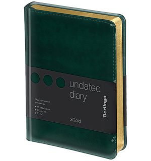 Ежедневник недатир. А6, 160л., кожзам, Berlingo "xGold", зол. срез, зеленый