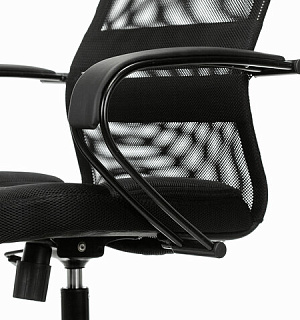 Кресло офисное BRABIX PREMIUM "Stalker EX-608 PL", ткань-сетка/кожзам, черное, 532090