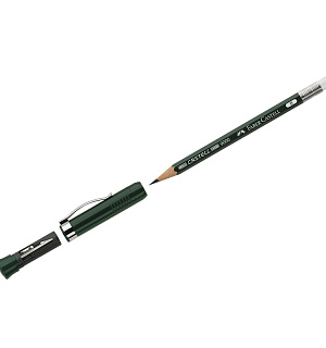 Карандаш ч/г Faber-Castell "Castell 9000" B, заточ., с ластиком и колпачком-точилкой, пластиковый футляр