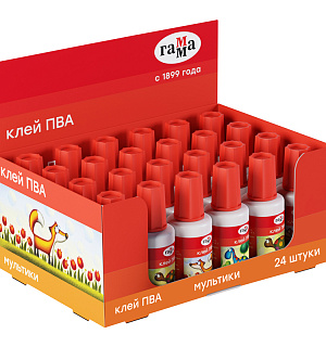 Клей ПВА с кисточкой Гамма "Мультики", 20г