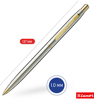 Ручка шариковая Luxor "Sterling" синяя, 1,0мм, корпус хром/золото, кнопочный механизм