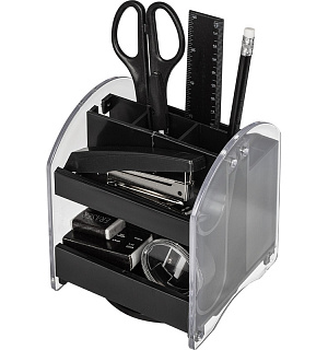 Набор настольный ATTACHE прозрачный/черный, 10 предметов, вращающийся