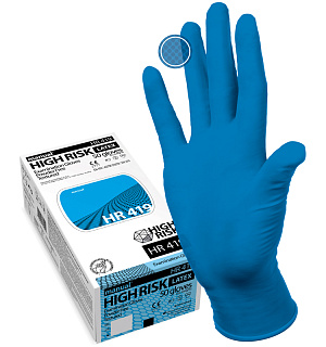 Перчатки латексные медицинские Manual "High Risk HR419", L, 50шт., неопудренные, особо прочные, картон. коробка