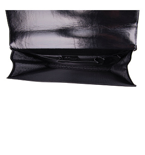 Портфель Delucci "Калипсо", кожа, черный, 1 отделение, метал. замок, с ремнем