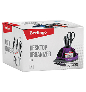 Настольный органайзер Berlingo "BR", 9 предметов, вращающийся, черный/голубой