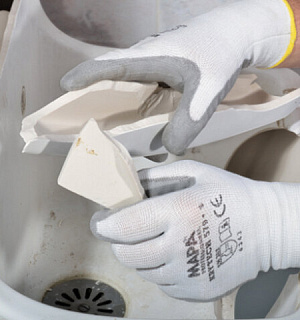 Перчатки текстильные MAPA KryTech 579, полиуретановое покрытие (облив), защита от порезов, размер 10 (XL), белые