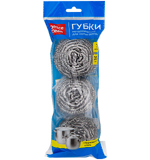 Губки для посуды OfficeClean, металлические, спиральные, 3шт., 6*5см (20г)