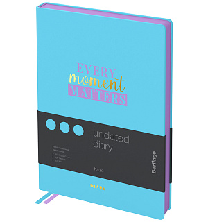 Ежедневник недатированный, А5, 160л., кожзам, Berlingo "Haze", сиреневый срез, голубой, с рисунком