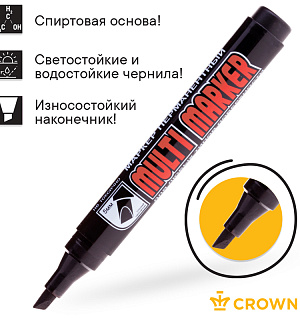 Маркер перманентный Crown "Multi Marker Chisel" черный, скошенный, 5мм