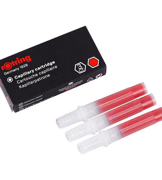 Чернила для рапидографа Rotring красные, картридж, 3шт., картон. упаковка