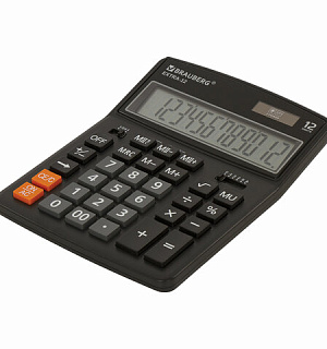 Калькулятор настольный BRAUBERG EXTRA-12-BK (206x155 мм), 12 разрядов, двойное питание, ЧЕРНЫЙ, 250481