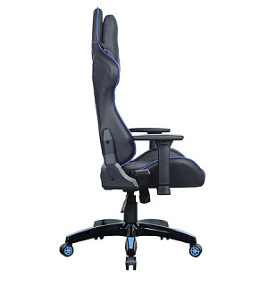 Кресло компьютерное BRABIX "GT Carbon GM-120", две подушки, экокожа, черное/синее, 531930