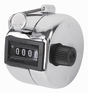 Счетчик механический (кликер), счет от 0 до 9999, корпус металлический, хром, BRAUBERG, 453995