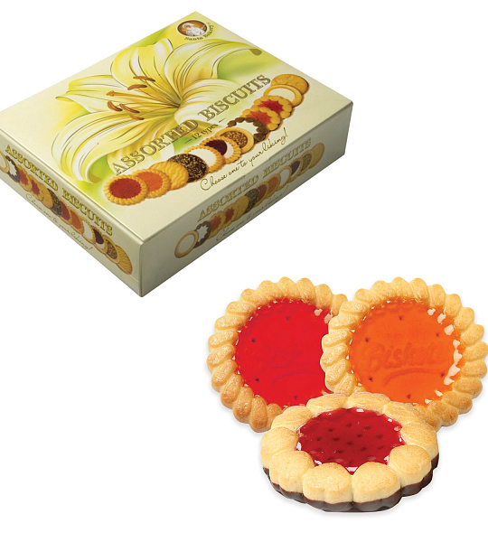 Печенье SANTA BAKERY, ассорти 12 видов, сдобное, 750 г, картонная коробка