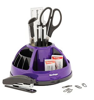 Настольный органайзер Berlingo "BR", 9 предметов, вращающийся, черный/фиолетовый