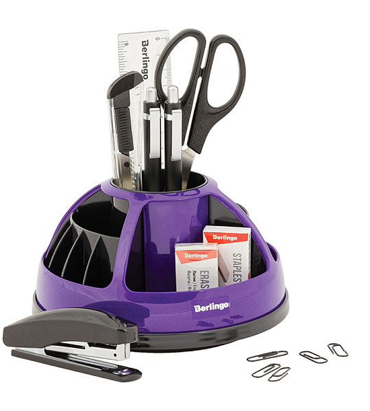 Настольный органайзер Berlingo "BR", 9 предметов, вращающийся, черный/фиолетовый