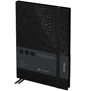 Записная книжка А5 80л., кожзам, Berlingo "DoubleBlack", черный срез, черная, с рисунком