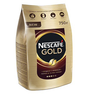 Кофе молотый в растворимом NESCAFE (Нескафе) "Gold", сублимированный, 750 г, мягкая упаковка, 01951, 12348310