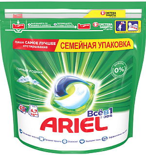 Капсулы для машинной стирки Ariel "Горный родник", 3в1 Pods, 45шт.*25,2г (ПОД ЗАКАЗ)