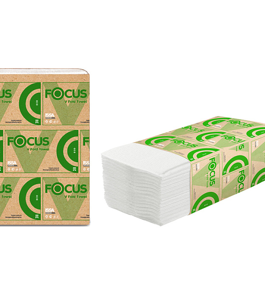 Полотенца бумажные лист. Focus Eco (V-сл) 1-слойные, 250л/пач, 23*20,5см, белые