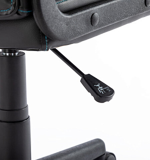 Кресло компьютерное "BRABIX Stripe GM-202", экокожа, черное/голубое, 532509