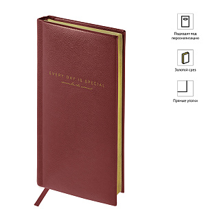 Еженедельник недатированный, карманный, 64л., кожзам, OfficeSpace "Dallas", коричневый, зол. срез