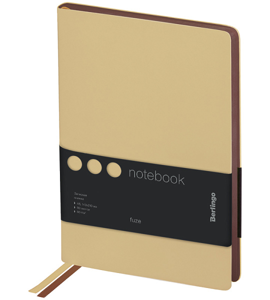 Записная книжка А5 80л., кожзам, Berlingo "Fuze", цветной срез, бежевый